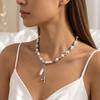 European and American Baroque irregular imitation pearl beaded necklace choker simple ins star fringed necklace
