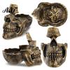Creative Resin Sculpture Skull Multifunctional Storage Tray, Gothic Eyeglasses Holder Jewelry Organizer for Distressed Ornament Keys Coins Trinkets,