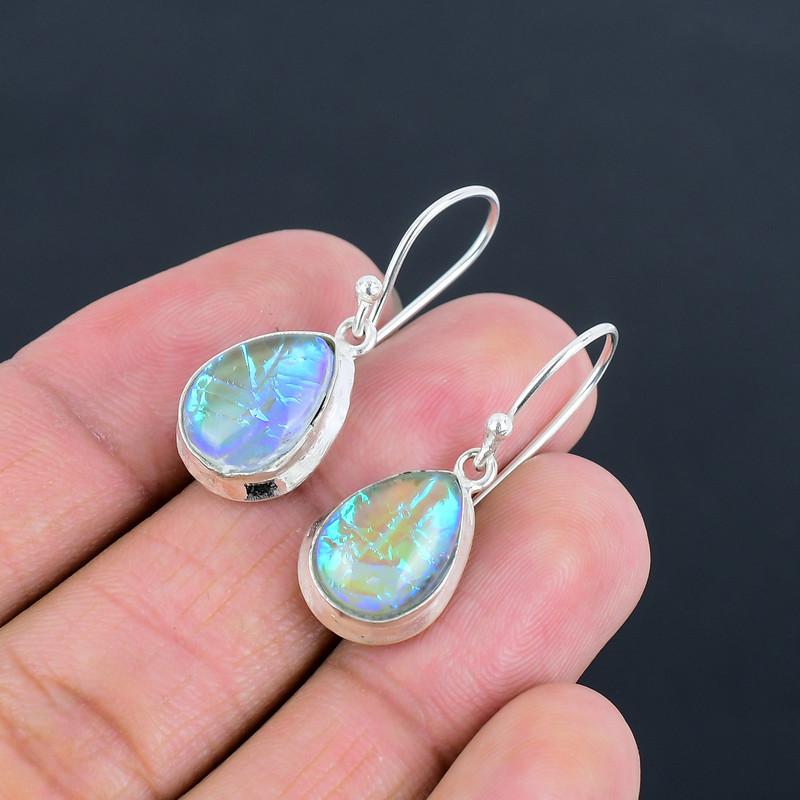 Natural Opal Drop Earring 925 Sterling Silver Handcrafted Earring LiteWeight HandMade Earring Gift for Best Girl Gift For Her ThanksGiving
