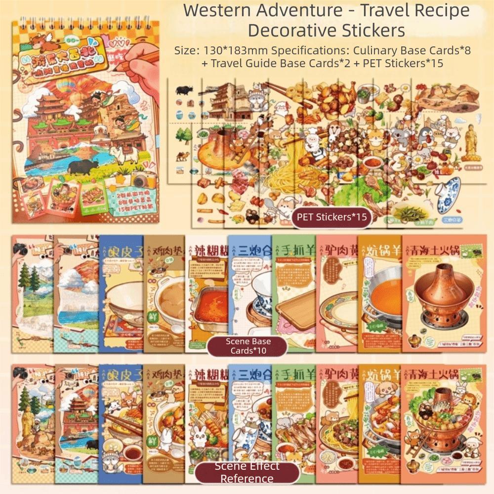 

20 in 1 3D Landscape Stickers Featured Food Theme Cartoon Style Collection Stickers Book Die-cut Stacking Scene Stickers