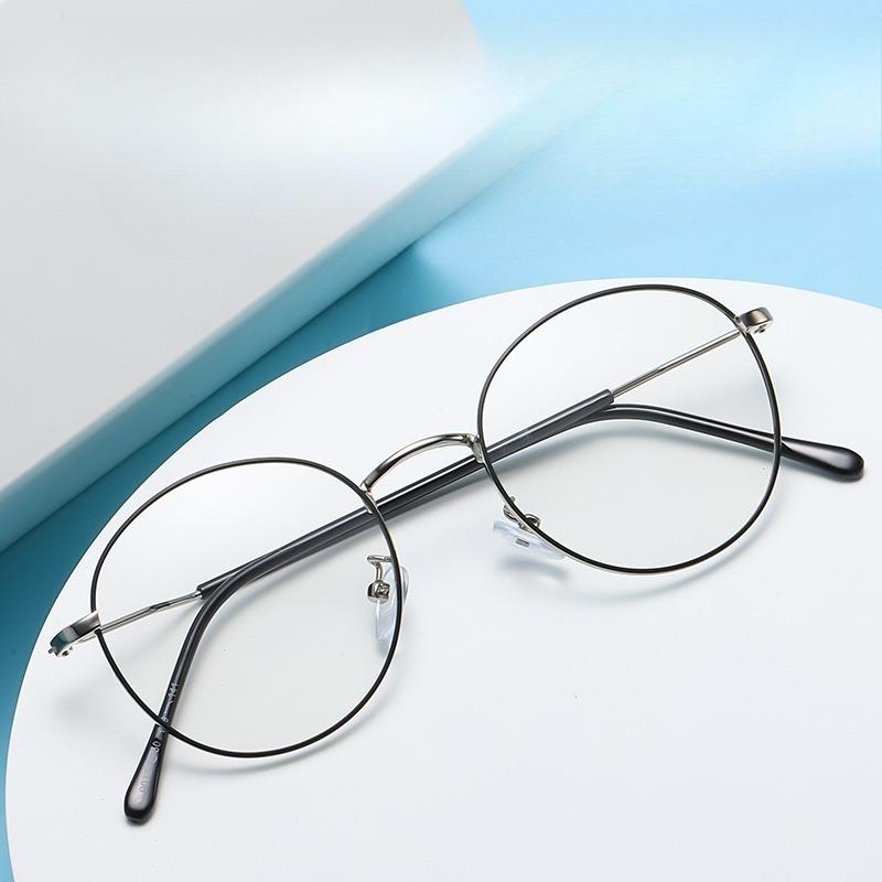 Korean Anti Radiation Eyeglasses Classical Metal Eyewear Round Fashion Retro Eyeglass for Men and Women Eyeglass Protection