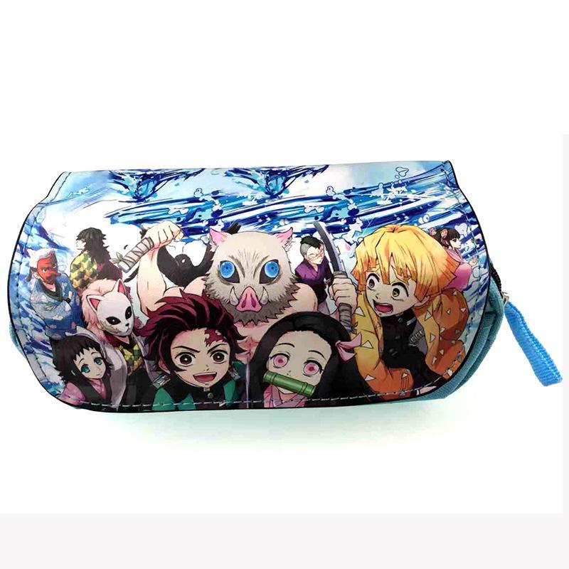 New Year's Day Demon Blade Cartoon Pencil Case - Student Stationery Box with Button Closure