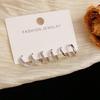 6Pcs/Set  Silver Color Zircon  Hoop Earrings For Women Egirl Simple Metal Circle Earrings Aesthetic Y2K Jewelry