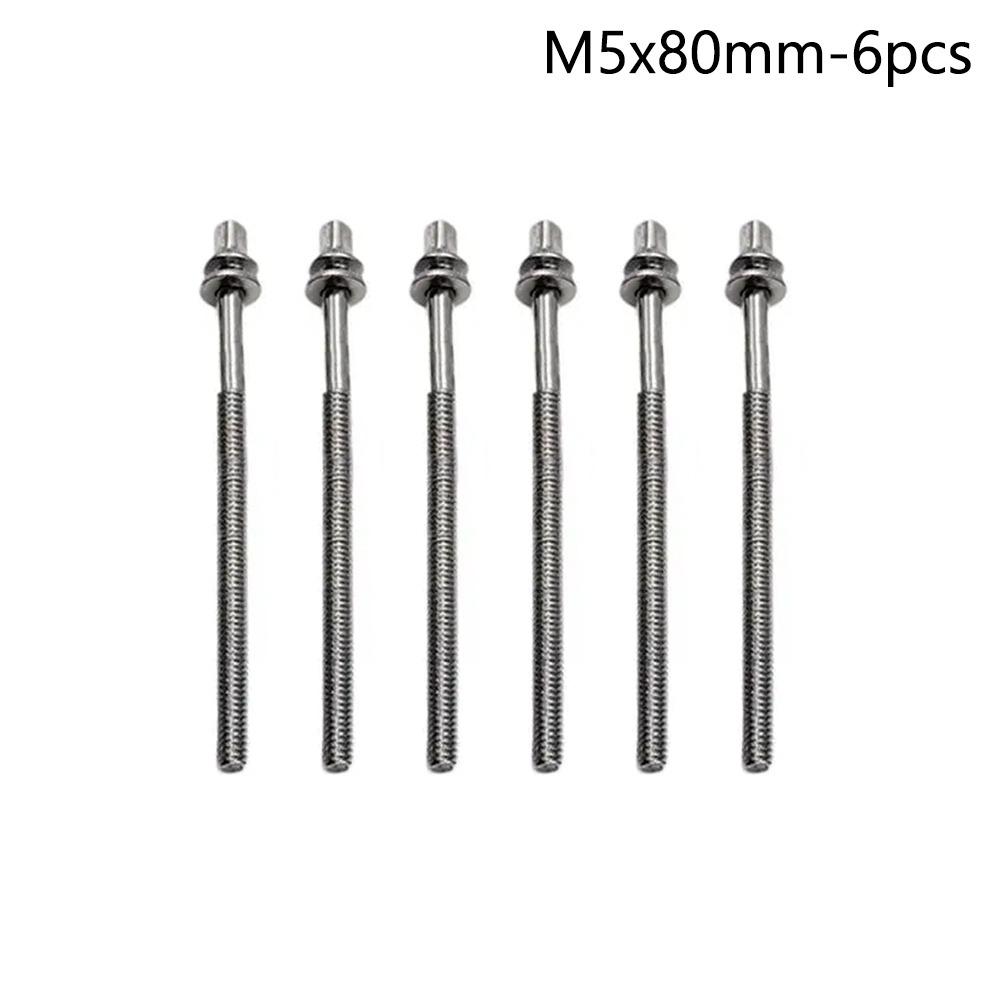 6Pcs with Washers Drum Tension Rods M5 Drum Tight Screw New Drum Lug Bolts for Jazz Drums Repair