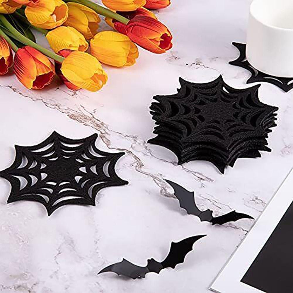 6pcs Heat Resistant Spider Web Coaster Non-slip Spider Web Cup Mat  Desktop Decoration