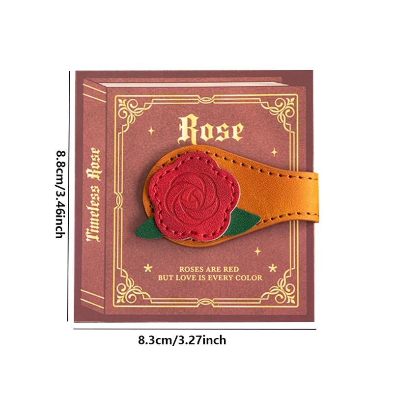 1 Stück Vintage Kaffee Rose Lesezeichen Leder Magnetischer Seitenhalter mit Doppelseitigem Design Ideales Lesezubehör Geschenk Lesezeichen