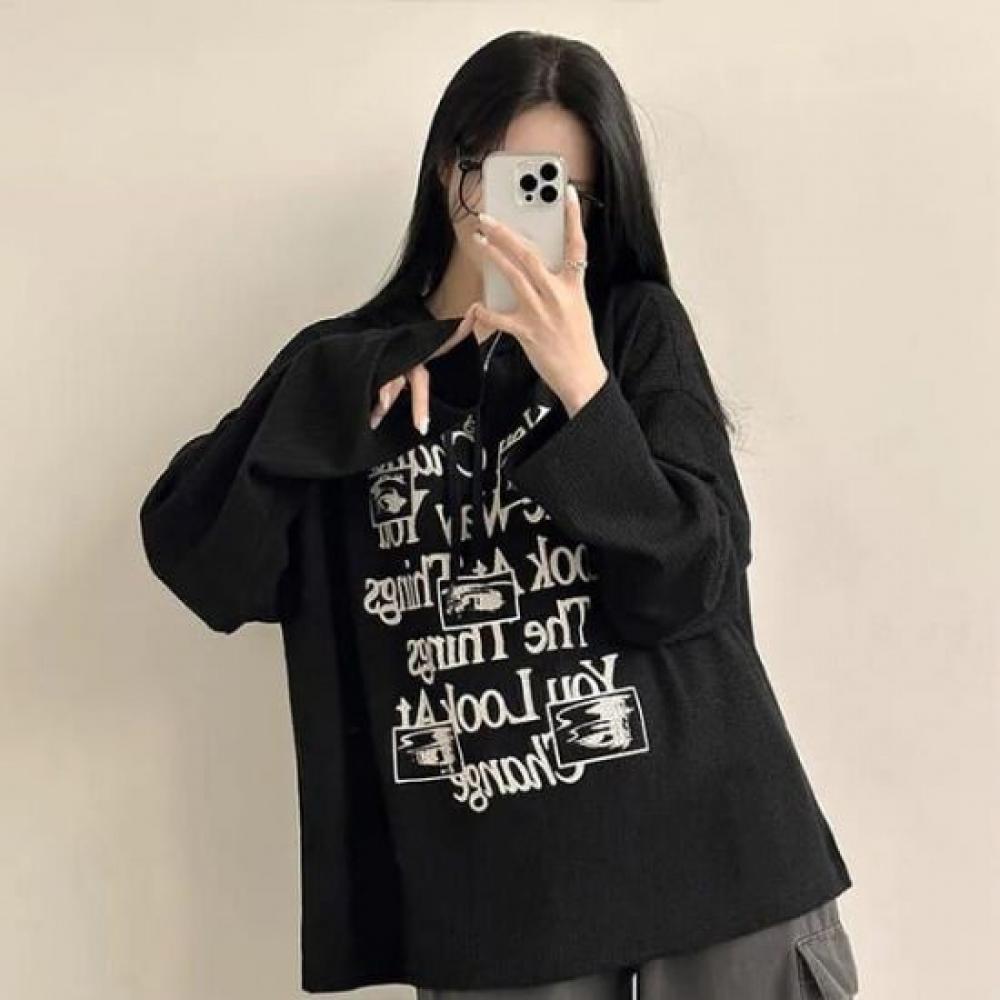 Navava Women ReTro PrinTing Long Sleeve Hoodie T shirT nT2977