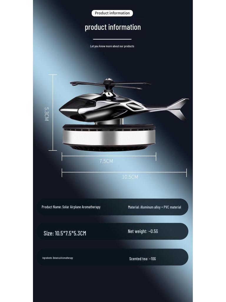 Solar-Powered Rotating Helicopter Car Air Freshener with Light Sensor