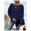 Autumn Winter T-shirt Comfortable Casual Solid Color Long Sleeved Round Neck Patchwork Pullover Top T-shirt Women