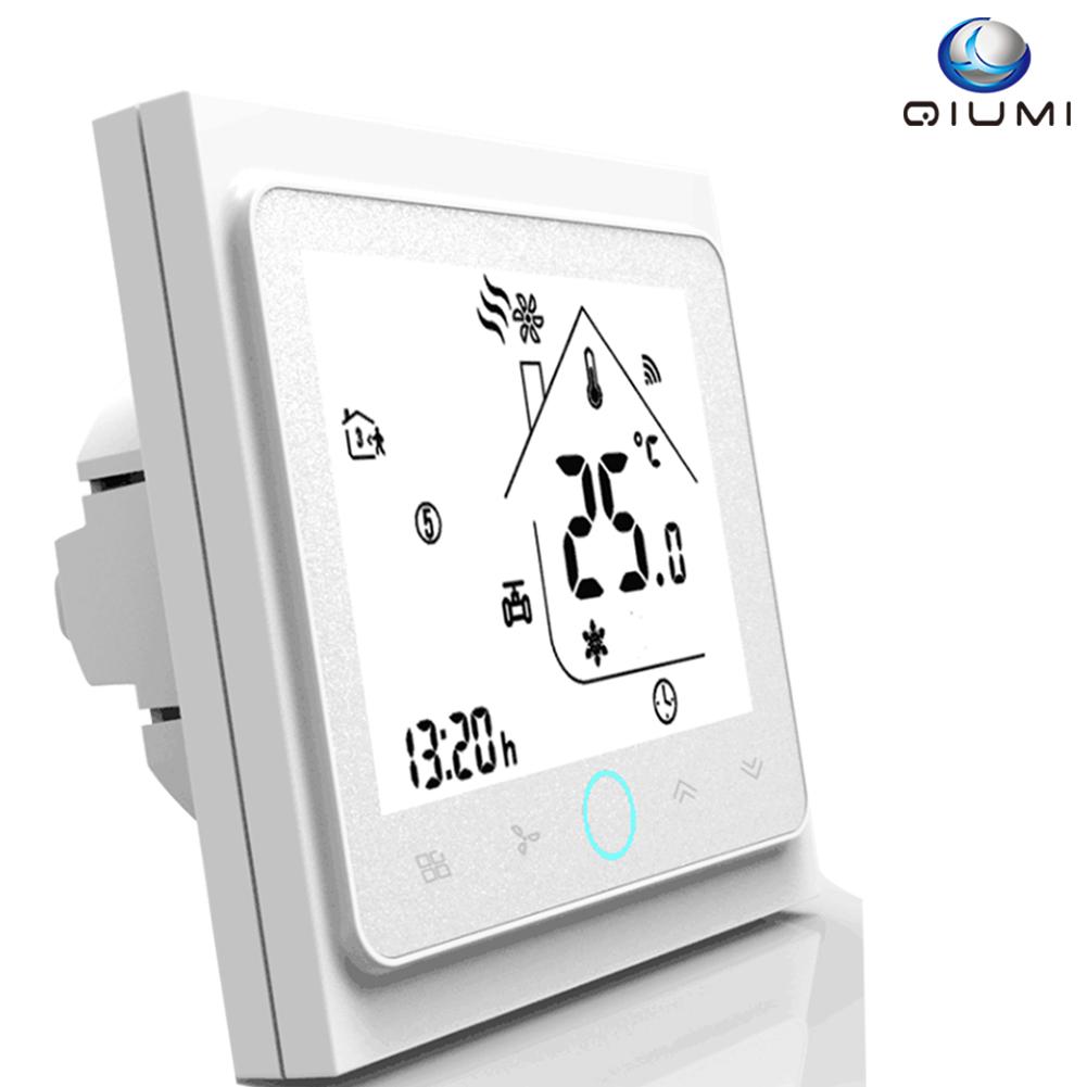 Qiumi Wifi Thermostat Temperature Controller Intelligent Air Conditioning Programmable Temperature Controller with 4-tube 4 TUBE WHITE