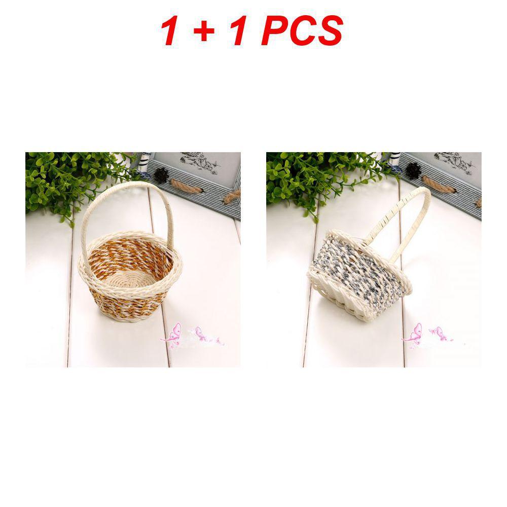 1/2PCS Rattan Woven Storage Basket with Handle Plastic Tote Baskets for Home Kitchen Storage Container Wedding Party Gift