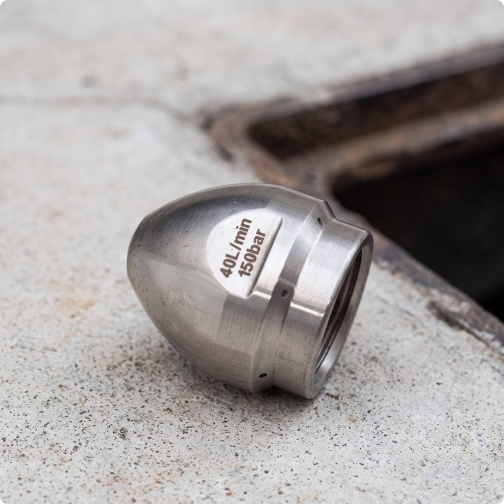 Drain-Cleaning Nozzle High-Pressure Drain Cleaning Nozzle Threaded Metal for Plumbers, Pipe Washing