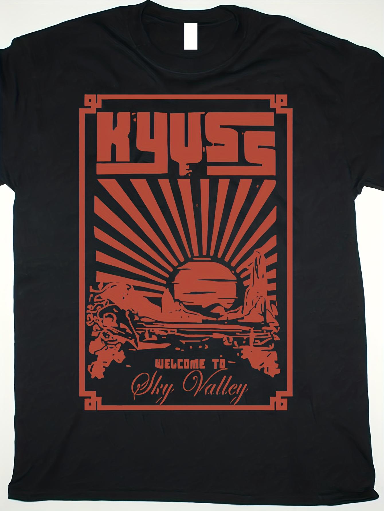 KYUSS Welcome to Sky Valley Vintage Desert Rock Band Tee- Black with Red Sunburst Graphic XS