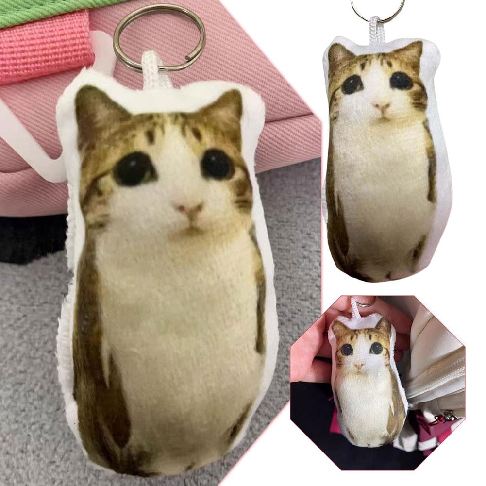 German Kitten Voice Cat Keychain Sound Hanging Decompression Reverses Plush Pendant With Sound Cute Pet Gift Voice Keyring Toy