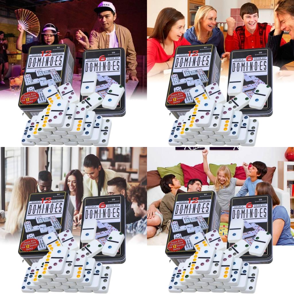 Colorful Dominoes Set With Dual Six And Dual Twelve Designs For Fun Family Game Nights