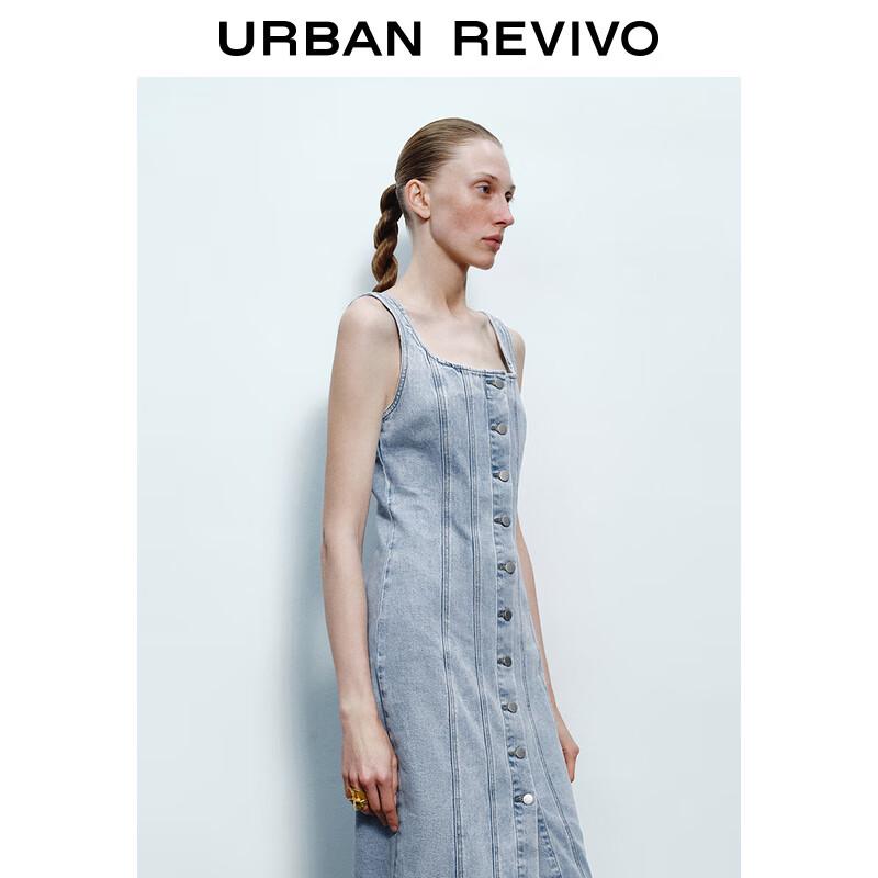 

Женское ретро джинсовое платье без рукавов с U-образным вырезом S