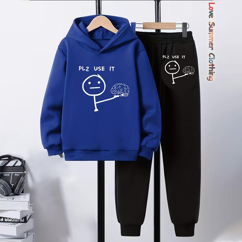 Ensemble sweat à capuche et jogging pour garçons sur le thème du football, imprimé ballon de foot, vêtements de sport à action dynamique pour jouer, tenues d'hiver pour l'entraînement de football