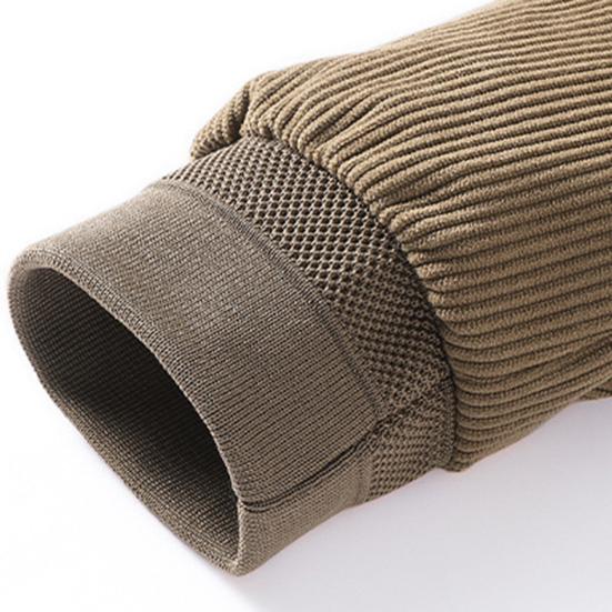 Baseball Jacket Stand Collar Anti-freeze Ribbed Winter Business Casual Solid Corduroy Baseball Jacket Coat for Trip