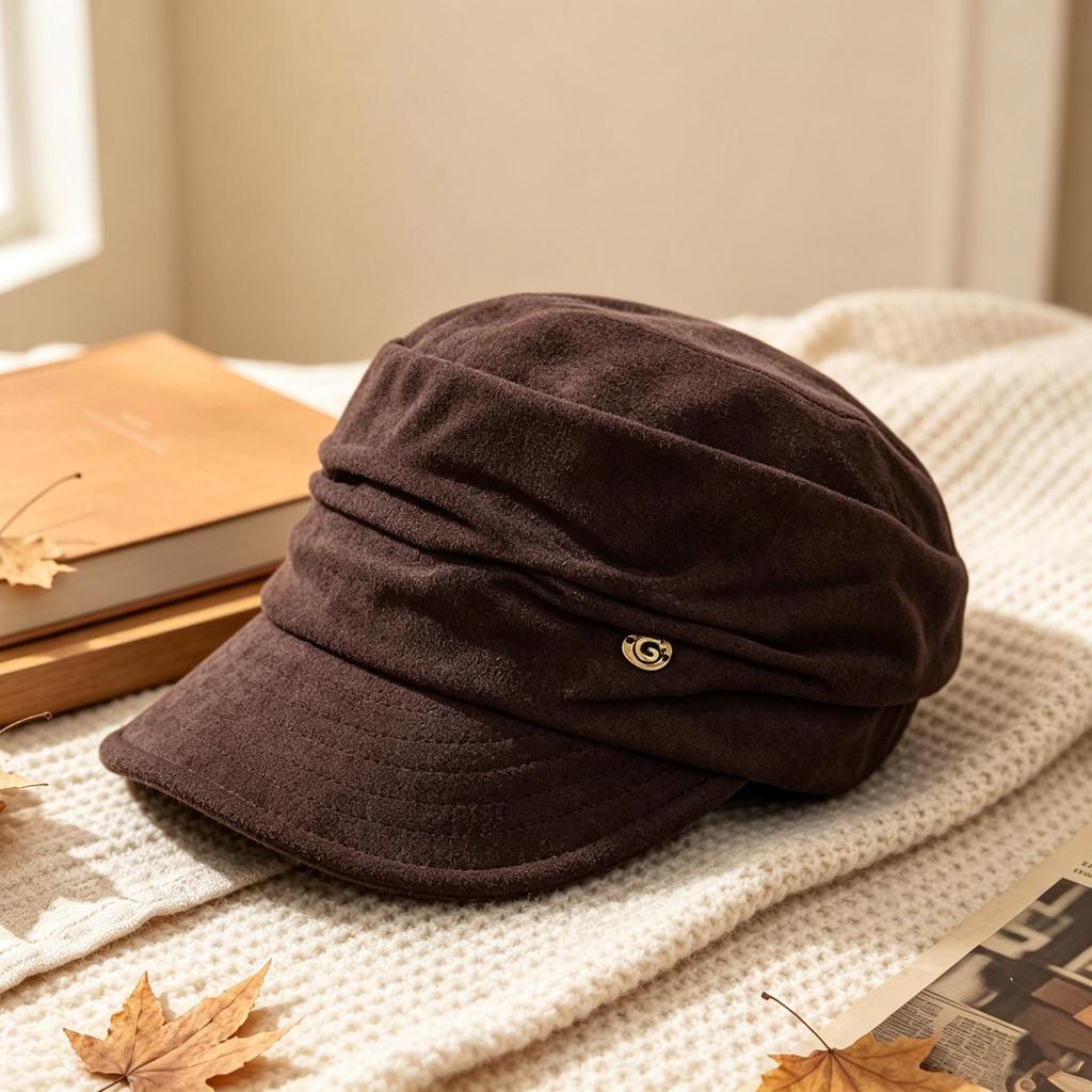Autumn and Winter Melad Equestrian Hat Retro Versatile Cold Hat Fashionable Face Showing Small Duck Tongue Hat Casual Temperament Hat Women's Style