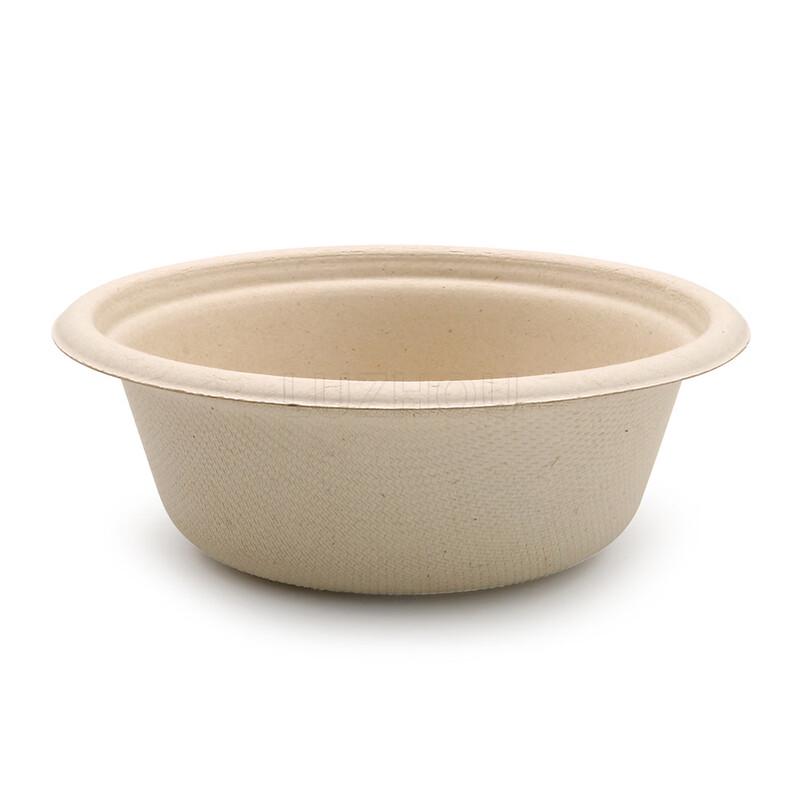 Eco-Friendly 350ml Sugarcane Pulp Disposable Bowls with Lids, 50-Pack