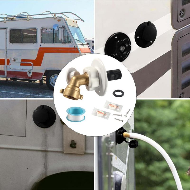 City Water Connection For RV Threaded Trailer Water Inlet RV Water Inlet Connection Sturdy City Water Fill Inlet Flange RV City