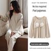 Women's Pure Cotton Long Sleeve Pajama Set with Chest Pads - 2025 Autumn Collection