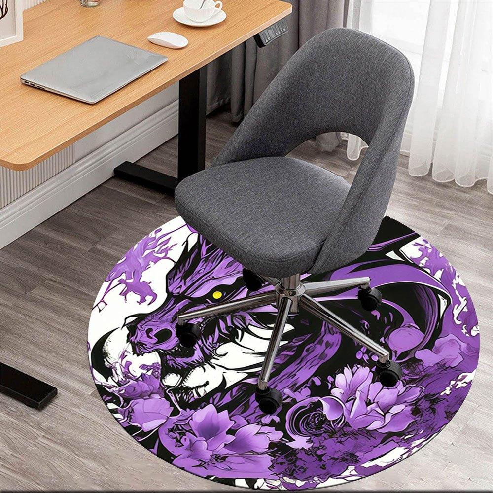

Purple Dragon Floral Circular Wall Art DecorRound Non-Slip chair mat chair carpet for office Rugs for Office Decor Gift For Valentine s Day Mother s D 80cm by 80cm