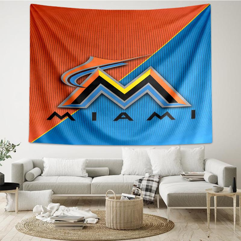 Marlins Team Logo Art Quick-Dry Tapestry Hanging for Bedroom,Livingroom, Playroom,Decor Art Room Wall Tapestry Holiday and Birthday Gifts