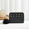 Hairball decorative polka dot printing mini change bag multi-card space interlayer small square bag card bag clutch bag
