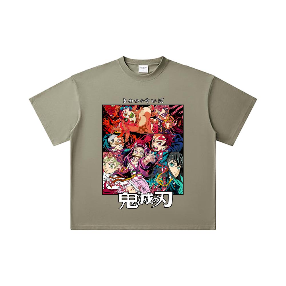 260 GSM Double Yarn 32 Count 100% Cotton Demon Slayer V26 Print Unisex Heavy Cotton T Shirt