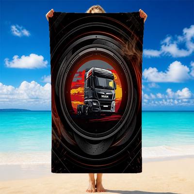 Mann LKW Druck Mikrofaser Strandtuch Sand?Leichtes, widerstandsfähiges Handtuch für Schwimmen, Outdoor und Reisen