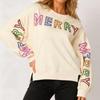 Ladies' Loose Comfortable Casual Fashionable Christmas Glitter Printed Sweatshirt