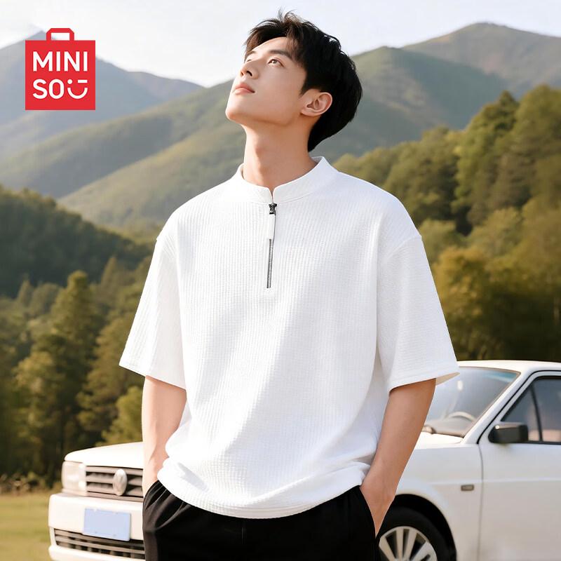 

MINISO Men s Quick-Dry Anti-Bacterial Half-Zip T-Shirt 2XL