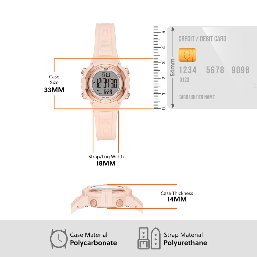 Skechers TRURO LCD Rose Gold Polycarbonate SR6187 Women's Watch,
