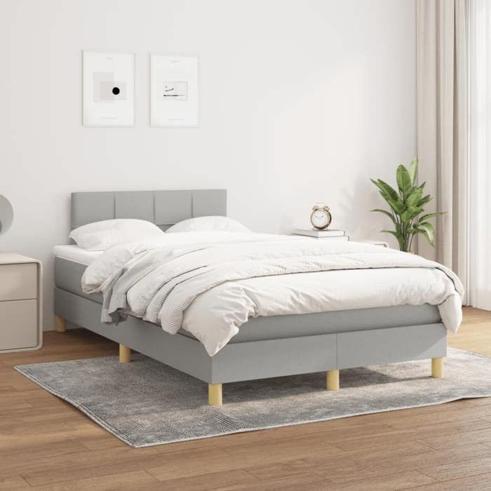 Maison Exclusive - Sommier à lattes de lit et matelas gris clair 120x190 cm tissu