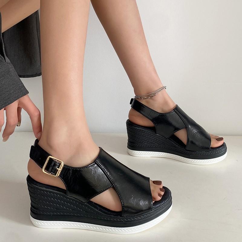 Summer Womens Open Toe Chunky Heel Sandals With Adjustable Buckle For Casual Outfits