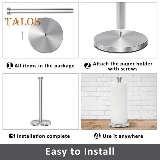 Porta Rotolo di Carta da Cucina da Banco con Base Ponderata Antiscivolo Resistente alla Ruggine e alla Corrosione Acciaio Inossidabile Porta Rotolo di Carta da Cucina