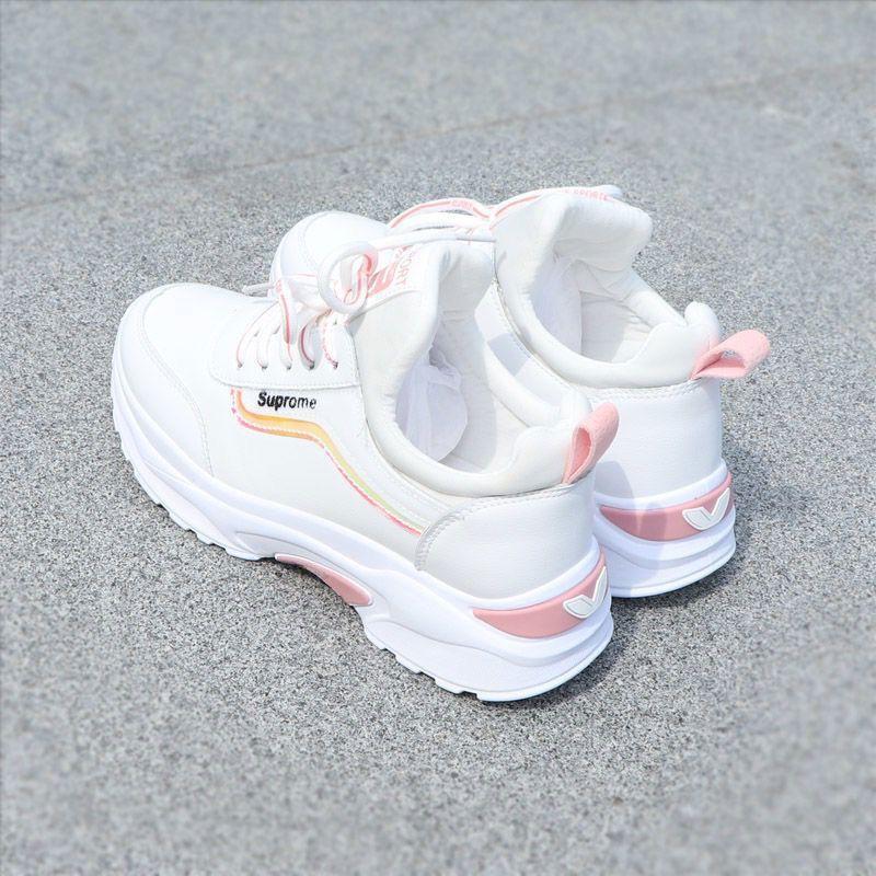Autumn and Winter Sports Shoes Women's Velvet Cotton Shoes Dad Shoes Female Student Korean Version Versatile Little White Shoes Casual Thick Sole I