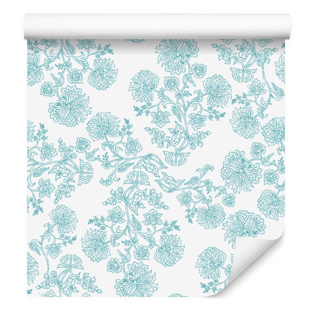 Wallpaper Flowers White and Celadon, Small Detail for Living Room and Bedroom 50x1000