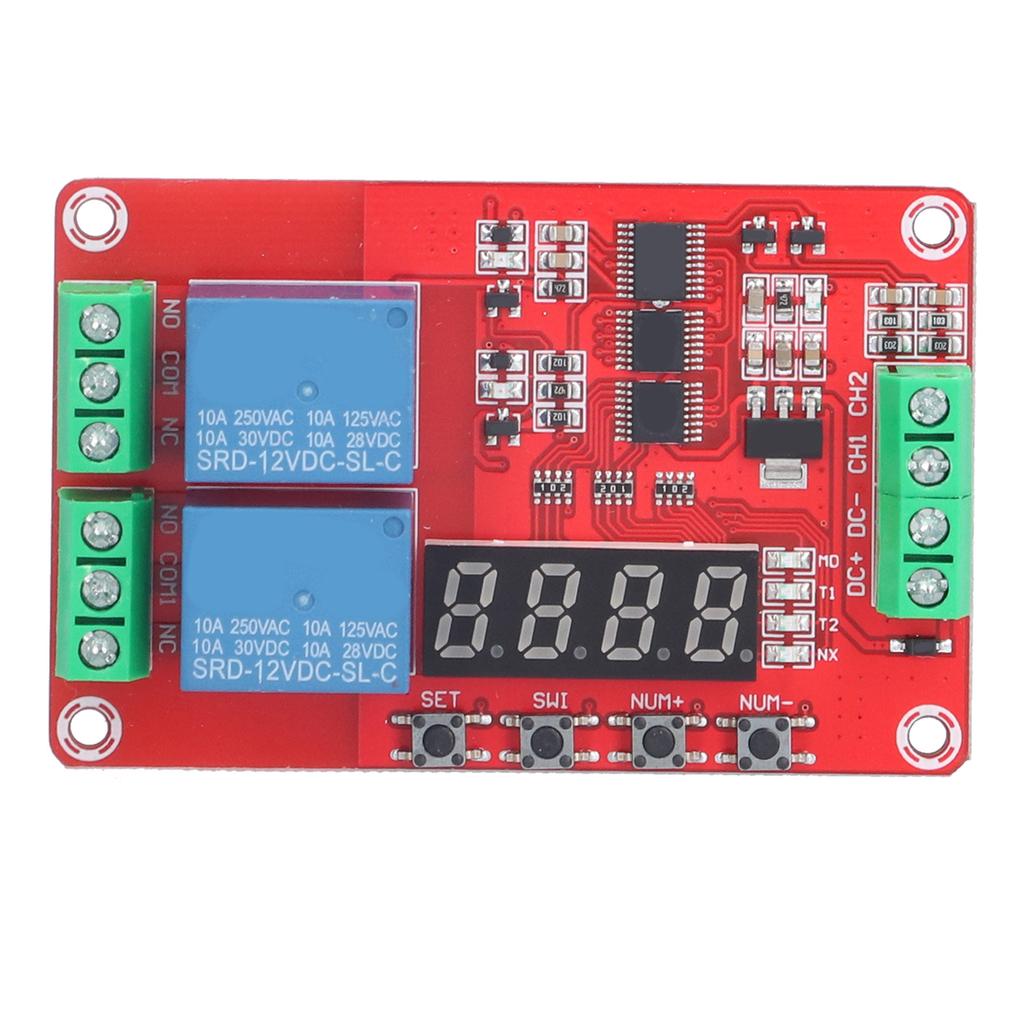 Time Delay Relay Multi Functional 2-Channel Self Lock Cycle Timing Module Board