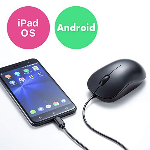 Sanwa Supply Wired Mouse Type-C Connection Blue LED Sensor Medium Size Windows/Mac Compatible MA-BLC194BK