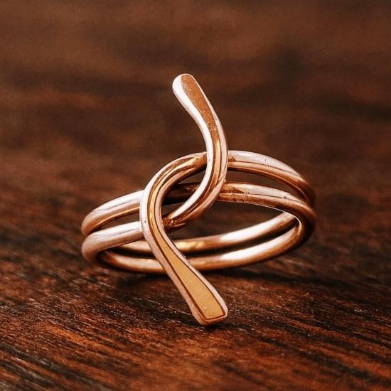 Pure Copper Handmade Knot Ring – Adjustable Minimalist Copper Wire Band for Women