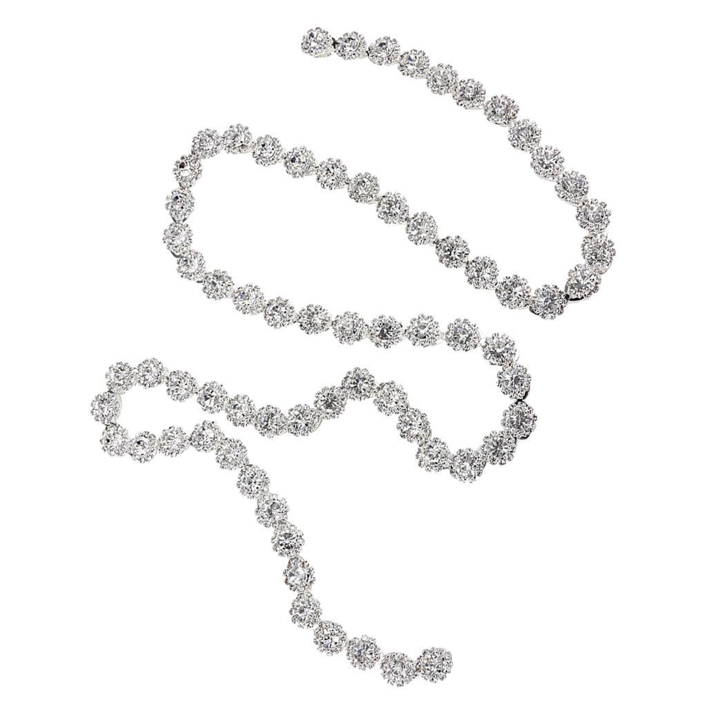 1Yard Round Flower Crystal Rhinestone Chain Sewing Decor Silver
