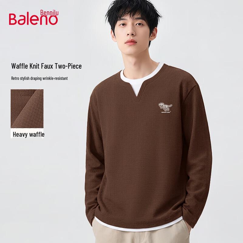 Baleno Men's Waffle Faux Two-Piece Long-Sleeve T-Shirt