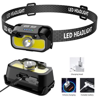 LED Outdoor Head Flashlight USB Rechargeable Camping Search Light Adjustable Powerful Headlamp Torch for Running Jogging Fishing