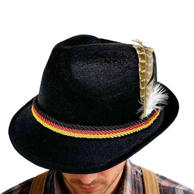 Gentlemanly Hat Style Oktoberfest Fedora Festival Hat Rope Decor For Parties Cosplay Events Unisex Retro Caps Style Photo Props