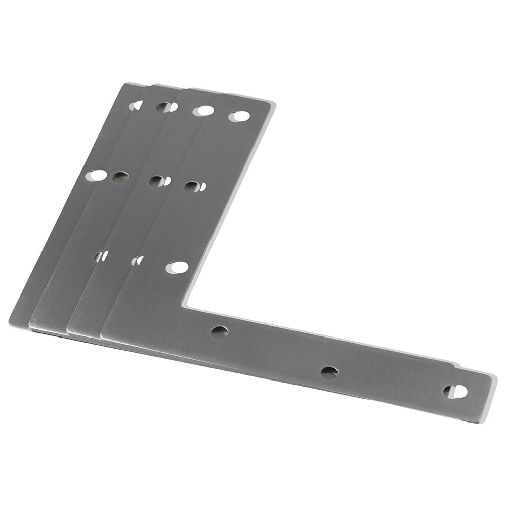 

4 шт. серебряная L-образная плоская угловая скобка из нержавеющей стали, металлический крепеж, соединительный кронштейн для кровати