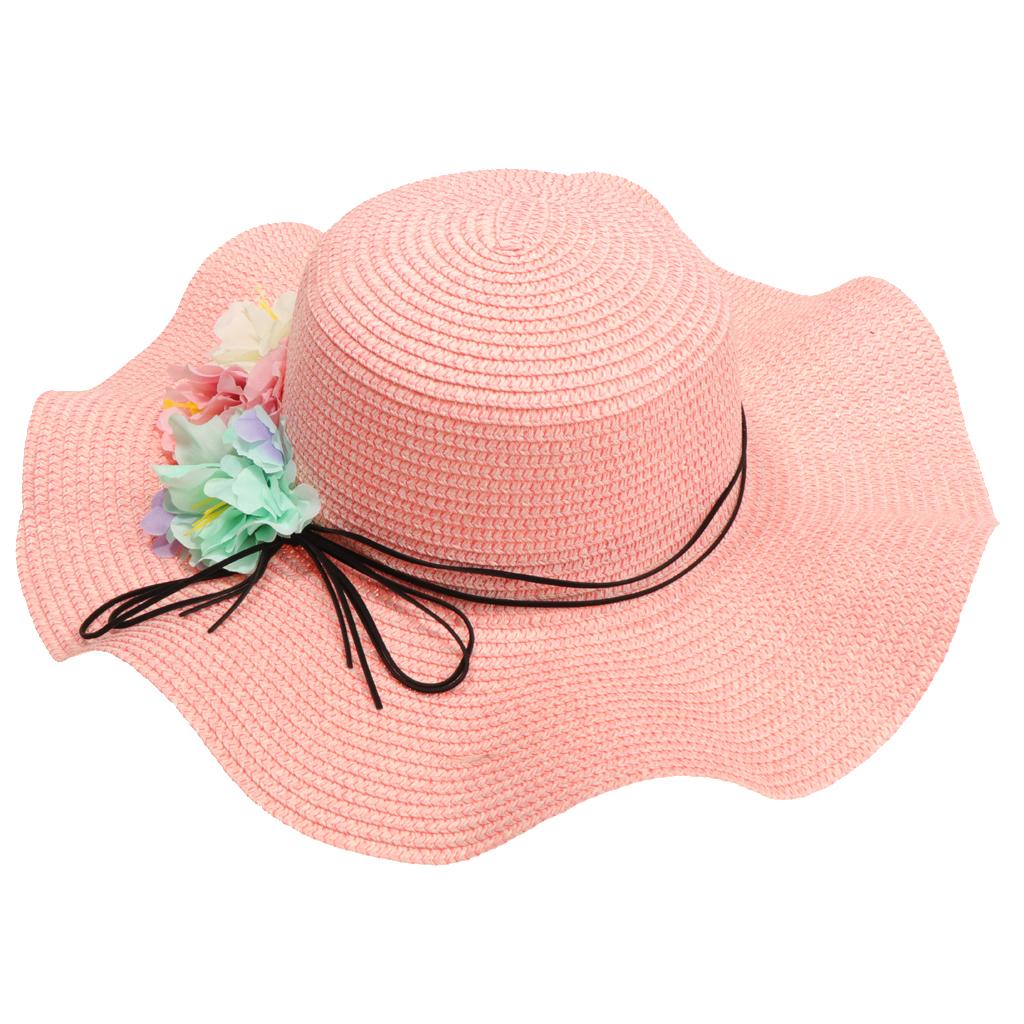 Women Girls Beach Floppy Foldable Sun Hat Wide Brim Straw