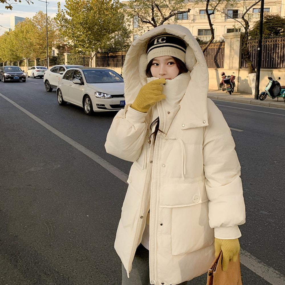 New Winter Medium and Long Fashion Cotton-padded Clothes Hooded Warm Loose Bread Clothes Coat Thick