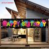 Happy Birthday Fence Banner Ink Splatter Decorate Lively Outdoor Yard Decor